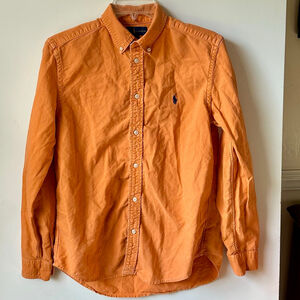 Boys Ralph Lauren Orange Navy Button Down Shirt XL (18-20)